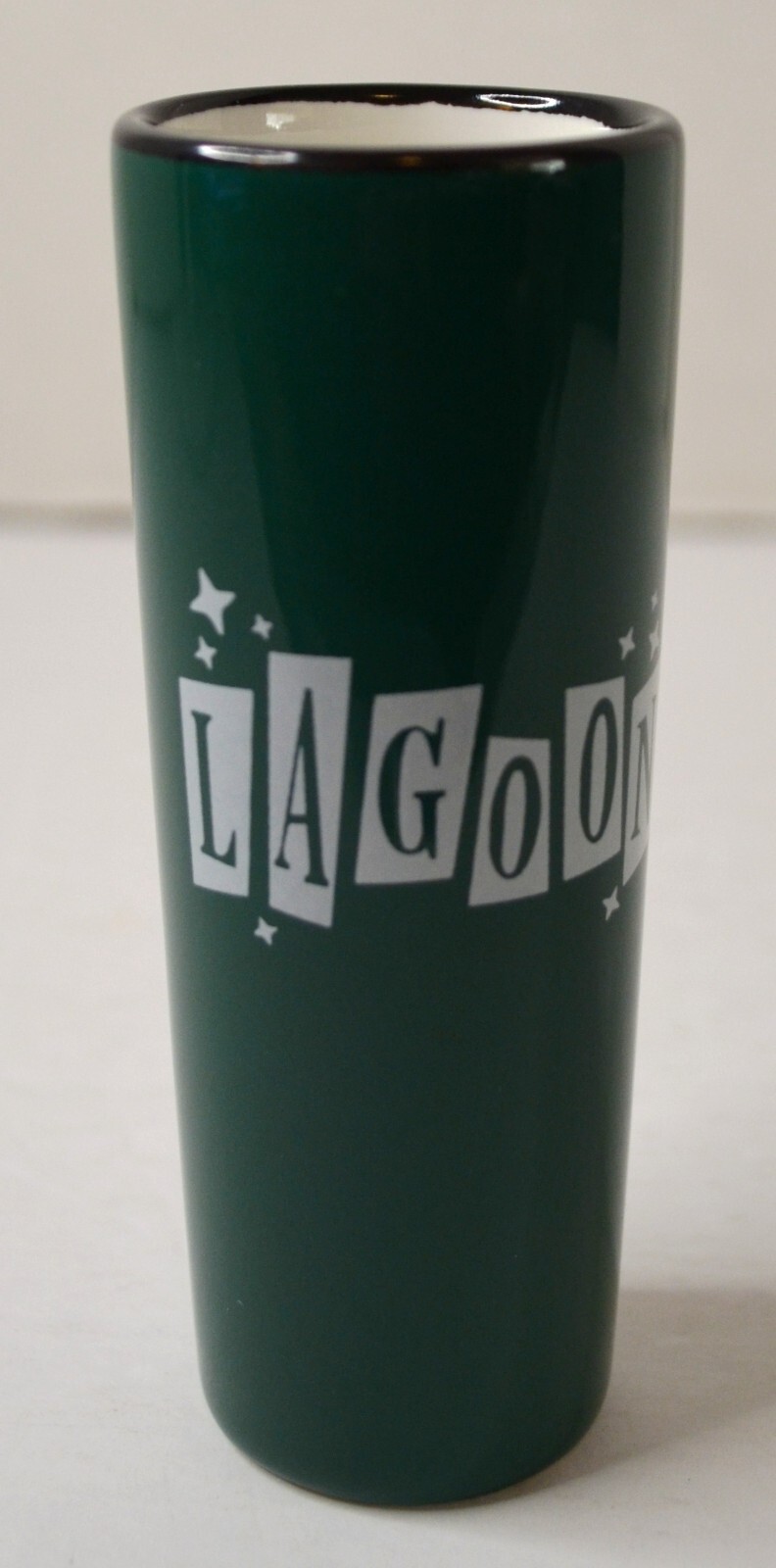 LAGOON GREEN & WHITE TALL CERAMIC SHOT GLASS