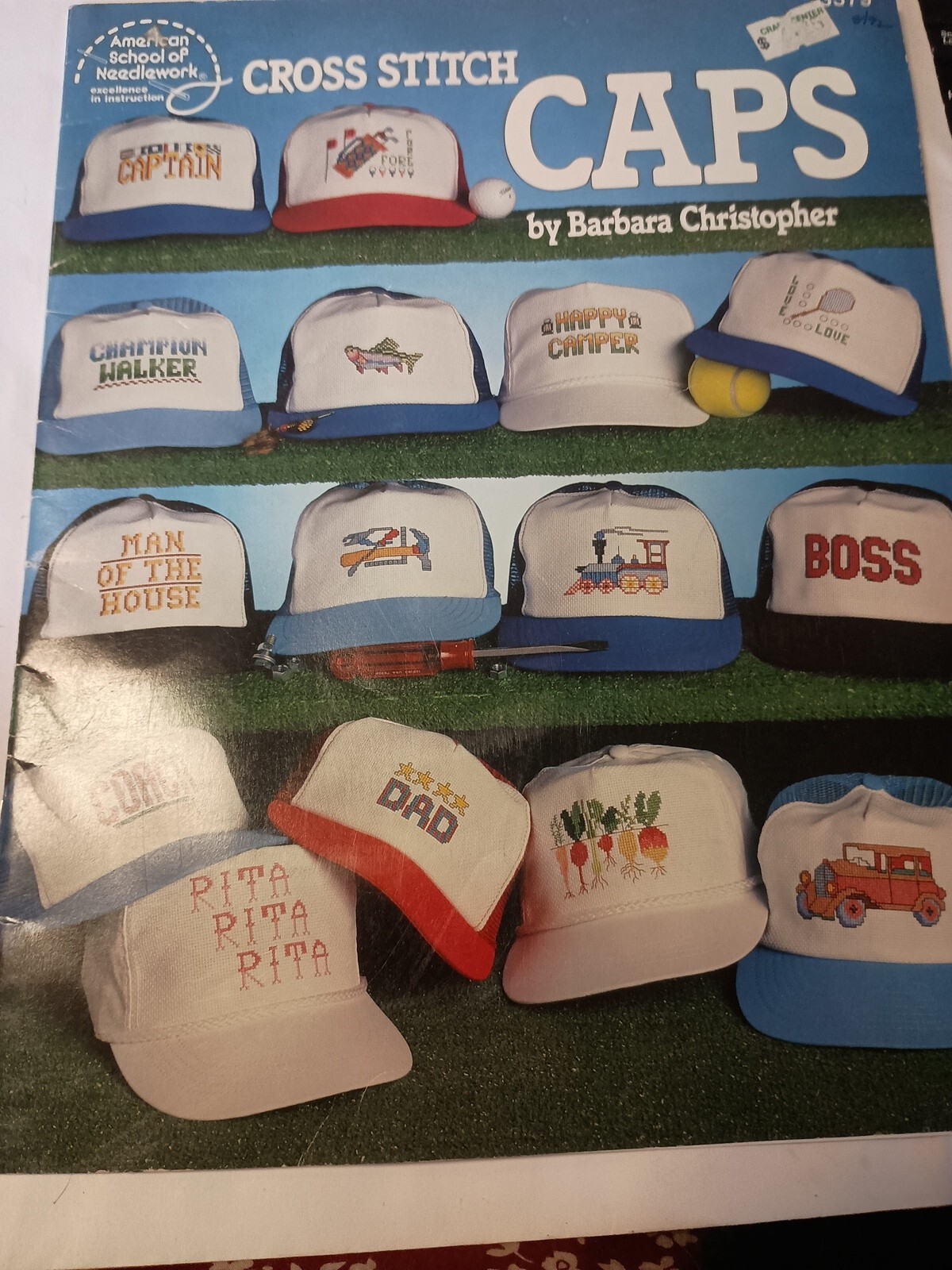 American School of Needlework Booklet 3579 Cross Stitch Caps 32 Charts Flag C13