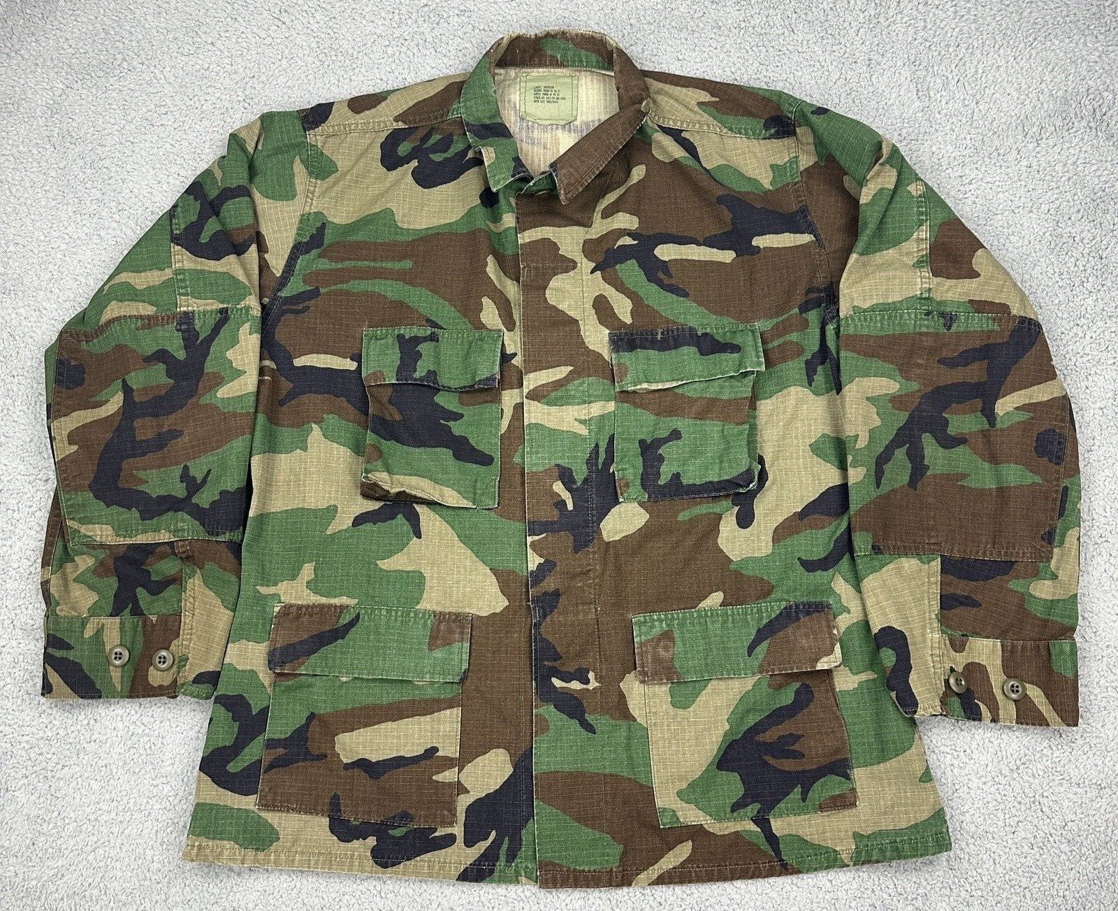Military Field Coat Large Regular 8415-01-184-1335 Combat Woodland Camo