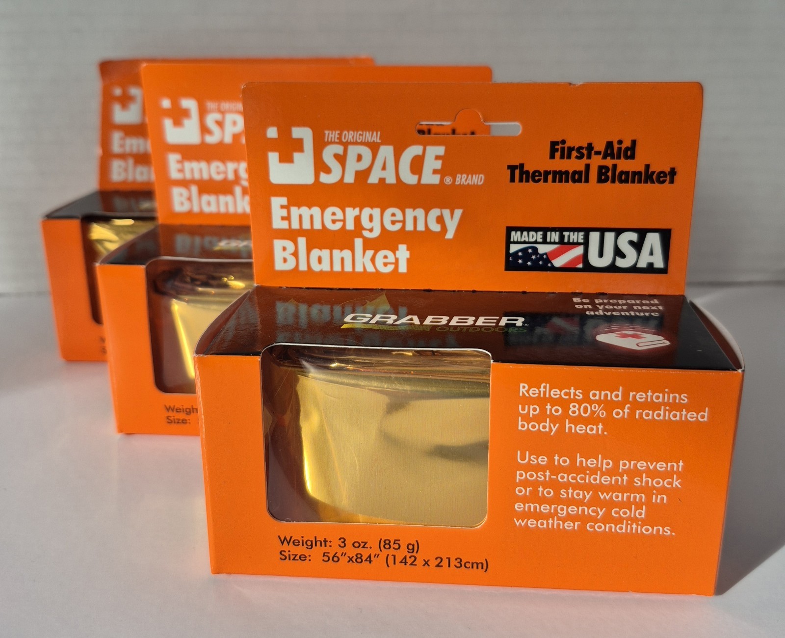 Grabber - The Original Space Brand Emergency Survival Blanket Lot Of 3 REI