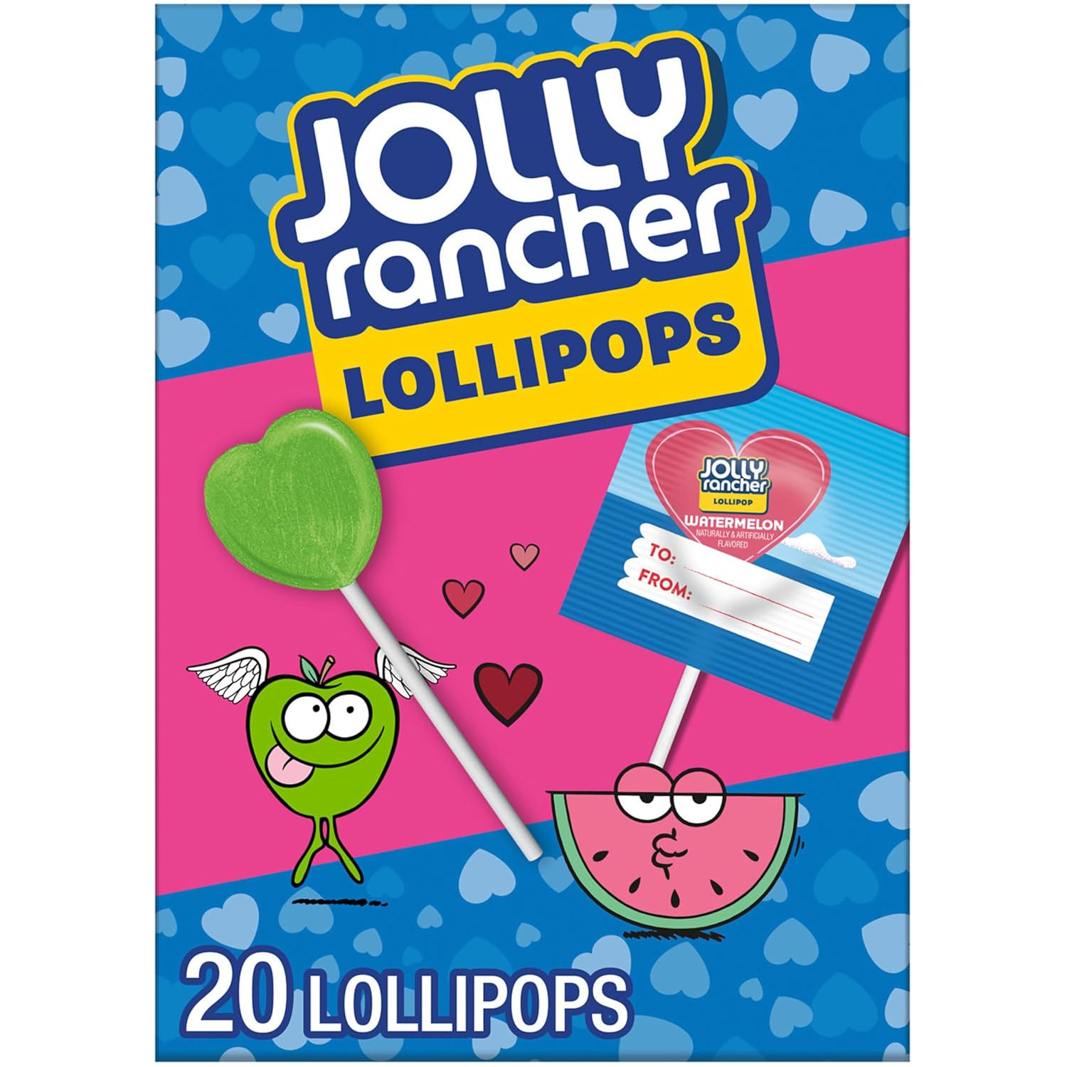 Assorted Fruit Flavored, Valentine's Lollipops Box, 9.2 oz (20 Pieces)