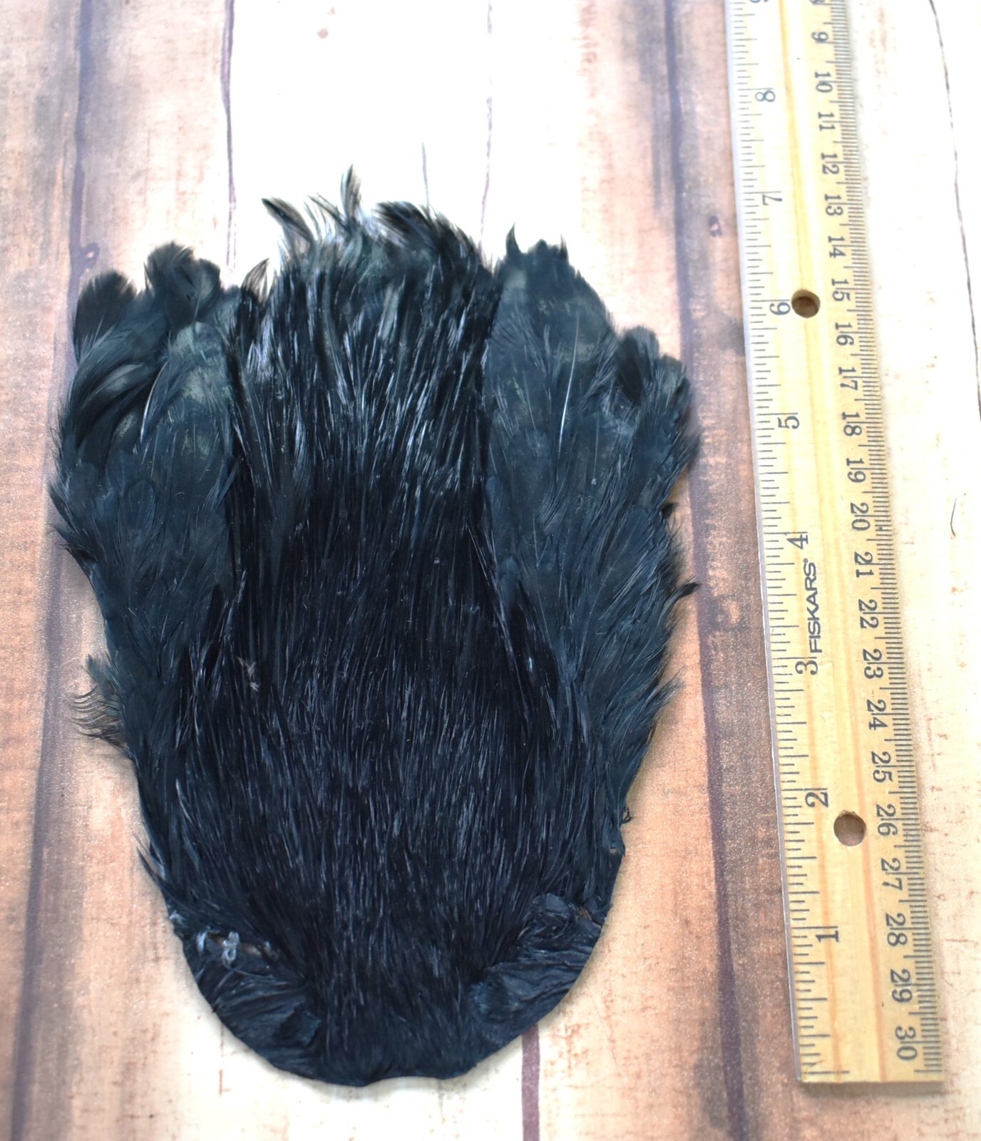 Lot 198, Dyed Black India Rooster Streamer Neck Cape Feathers
