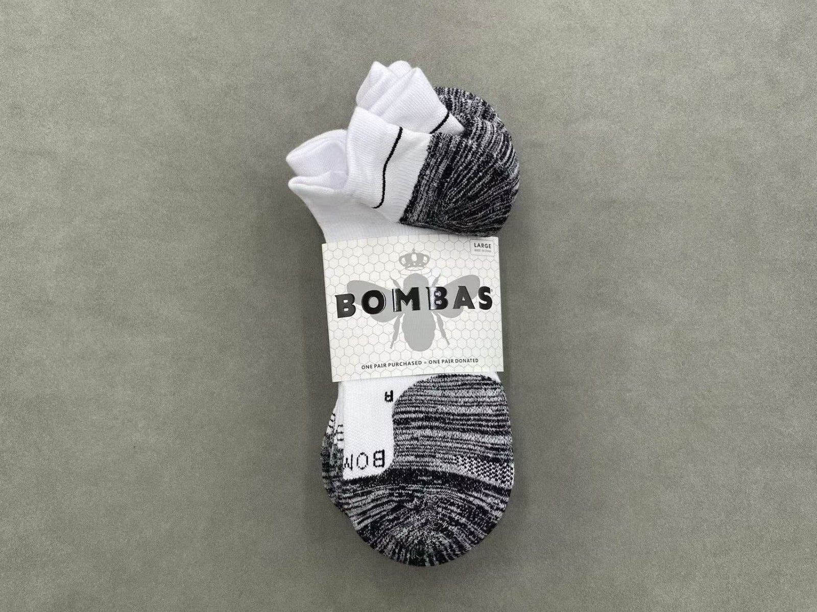 5 Pairs Bombas Men's Hex Tec Lightweight Running Ankle Socks Size L 9-13 white