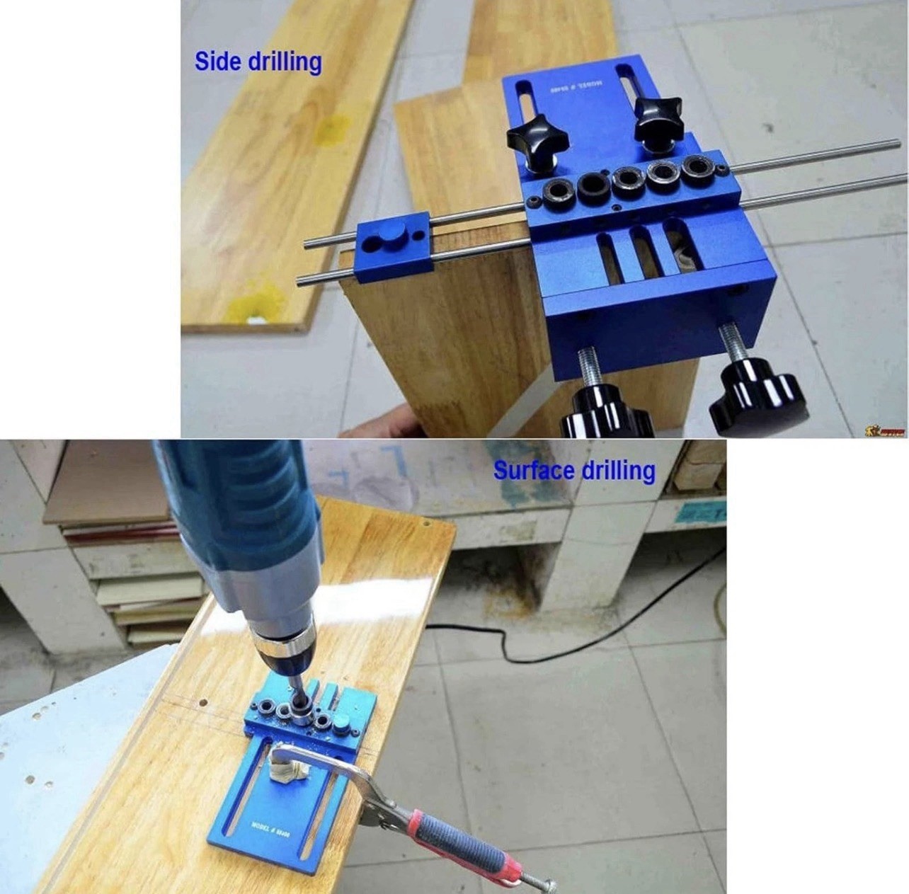 Adjustable Doweling Jig Kit with 5 Drill Sleeves for Precise Woodworking
