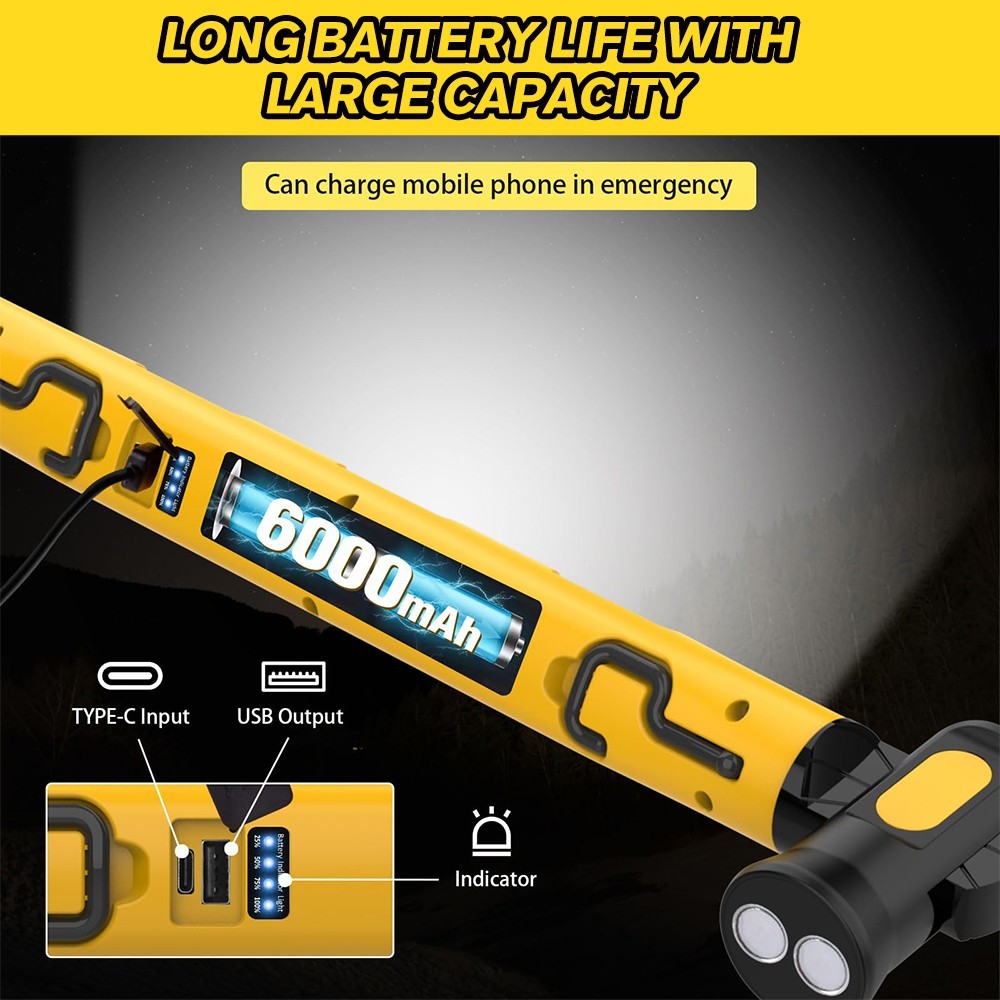 4X Work Light 3000LM Cordless under Hood 3-Mode Color Temp Bar USB-C Fast-Charge