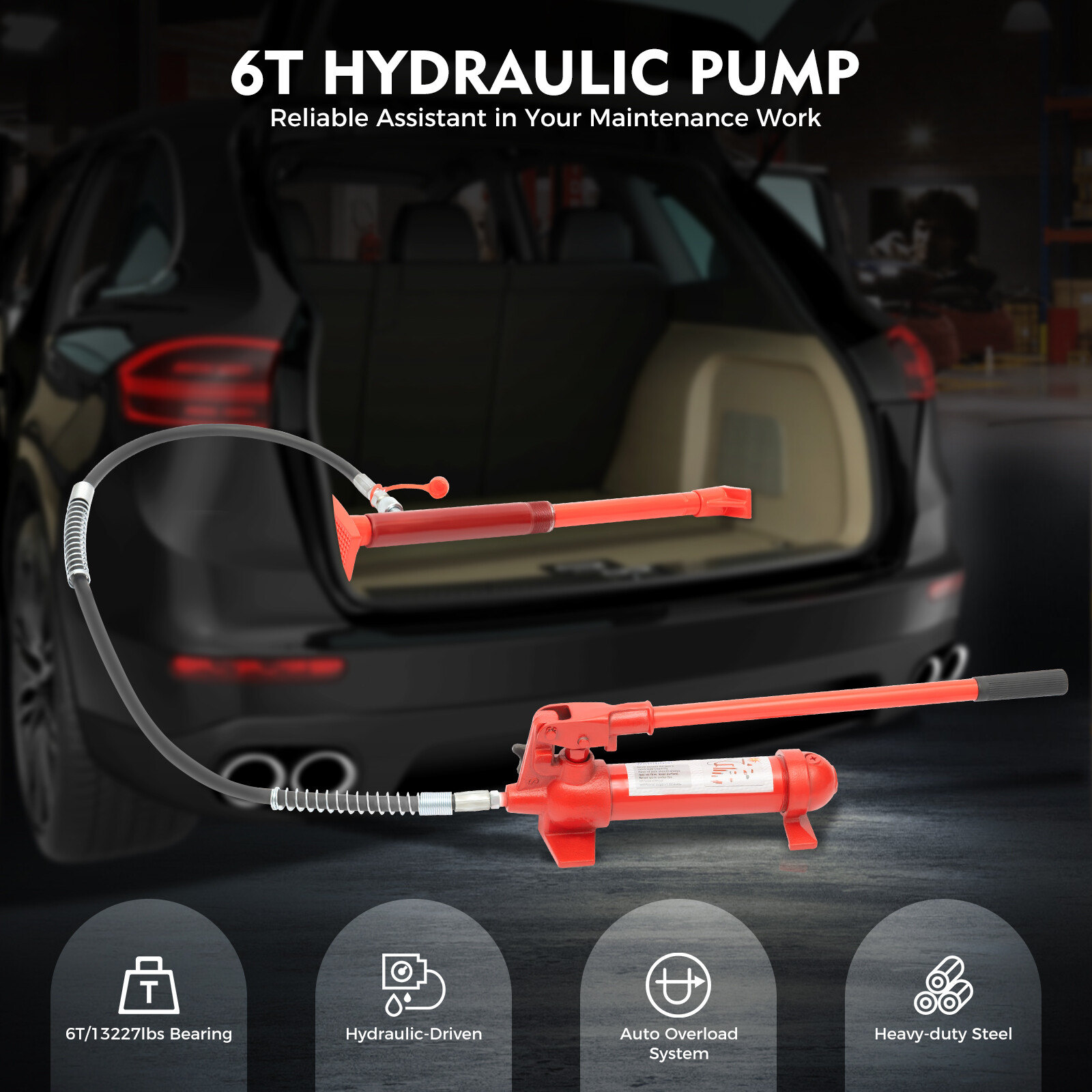 6 Ton 8800 lbs Porta Power Hydraulic Jack Auto Body Frame Repair Set Lift Ram