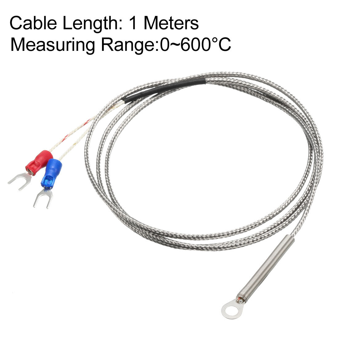 K Type Temperature Sensor Probe 1M Cable 6mm Hole Spring Thermocouple