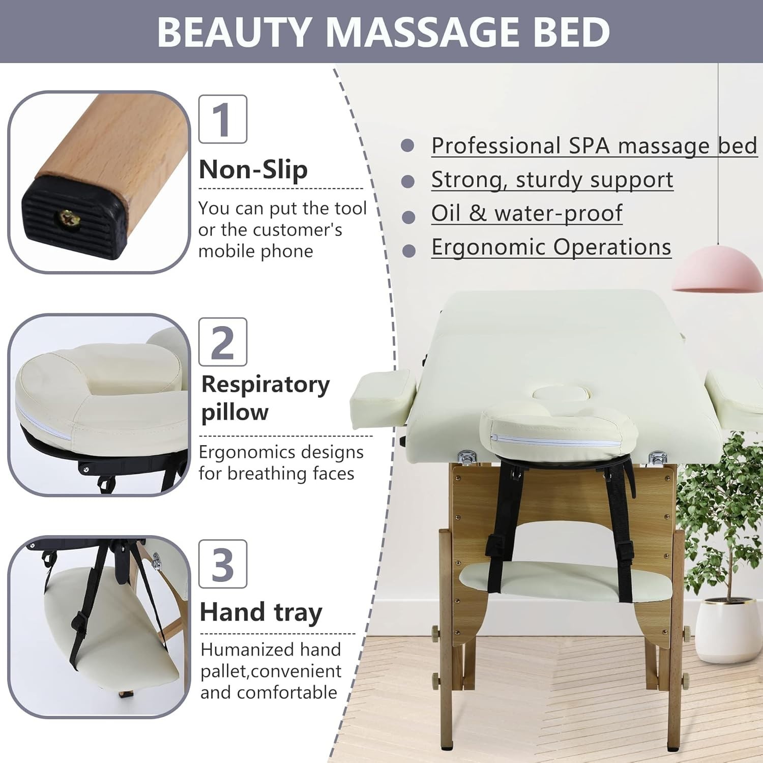 Elegantly Adjustable 24 Inch Portable Massage Table for Professionals & Spa Use