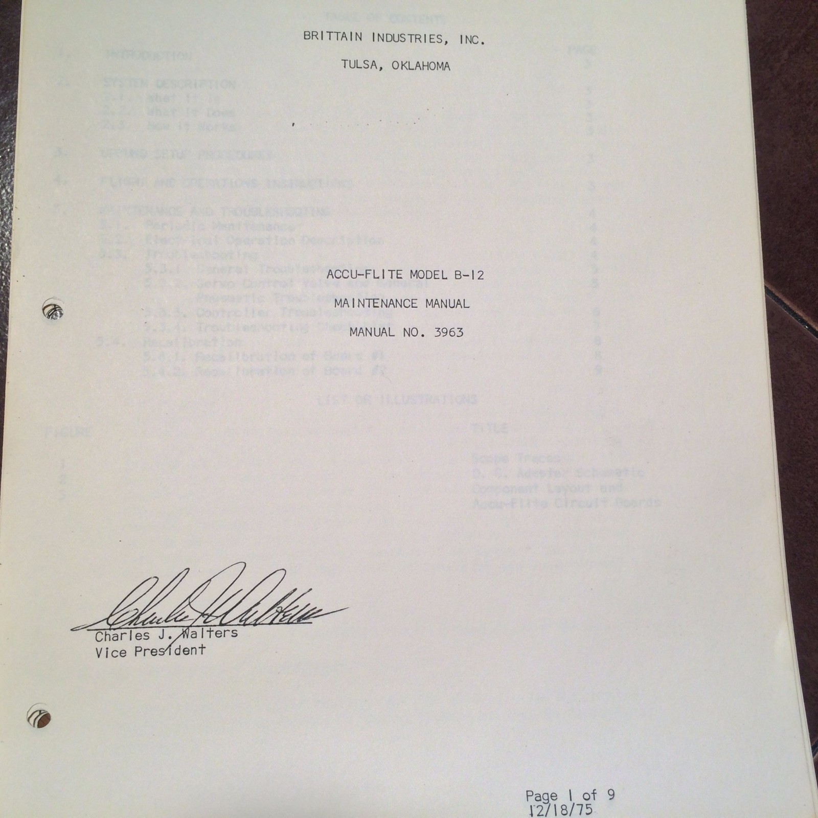 Brittain AccuFlite Model B-12 Service  manual
