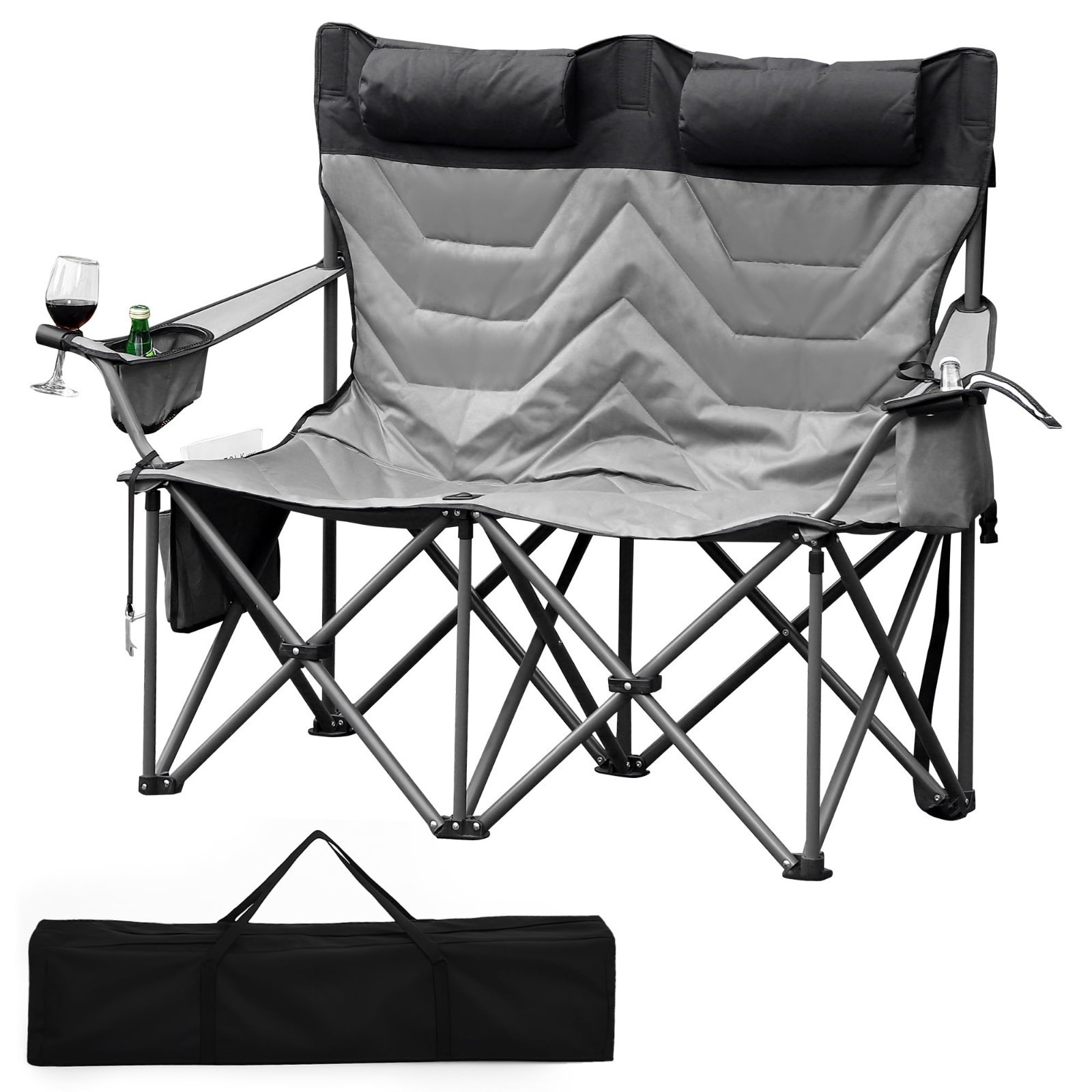 Oversized Double Camping Chair For 2 Person Heavy Duty Folding Loveseat 800lb