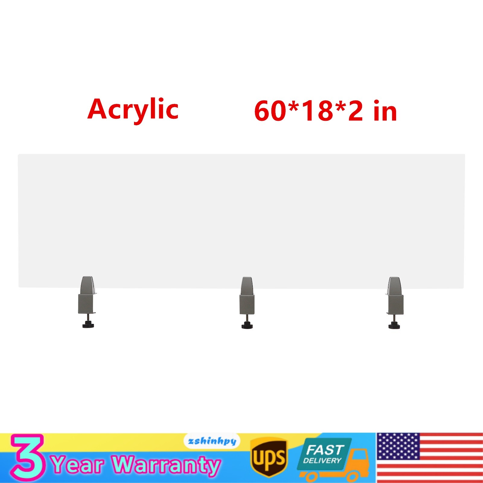Translucent Desk Divider Office Partition Acrylic Desktop Privacy Panel 60*18*2"