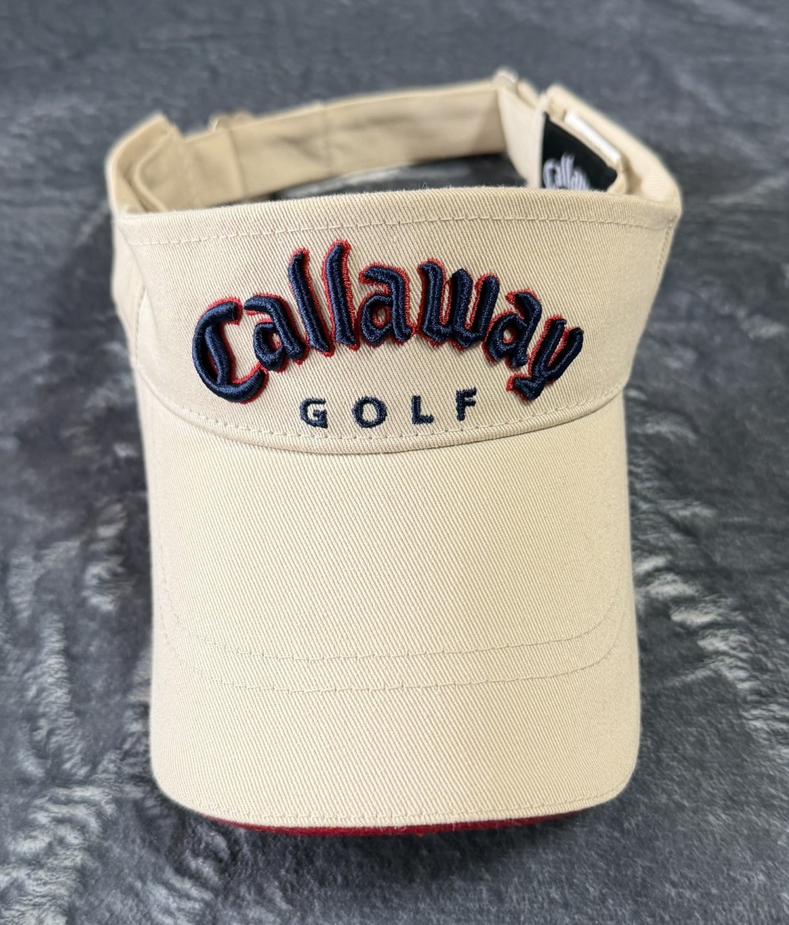 Callaway Golf Visor Hat Beige Red Trim Adjustable One Size OSFA