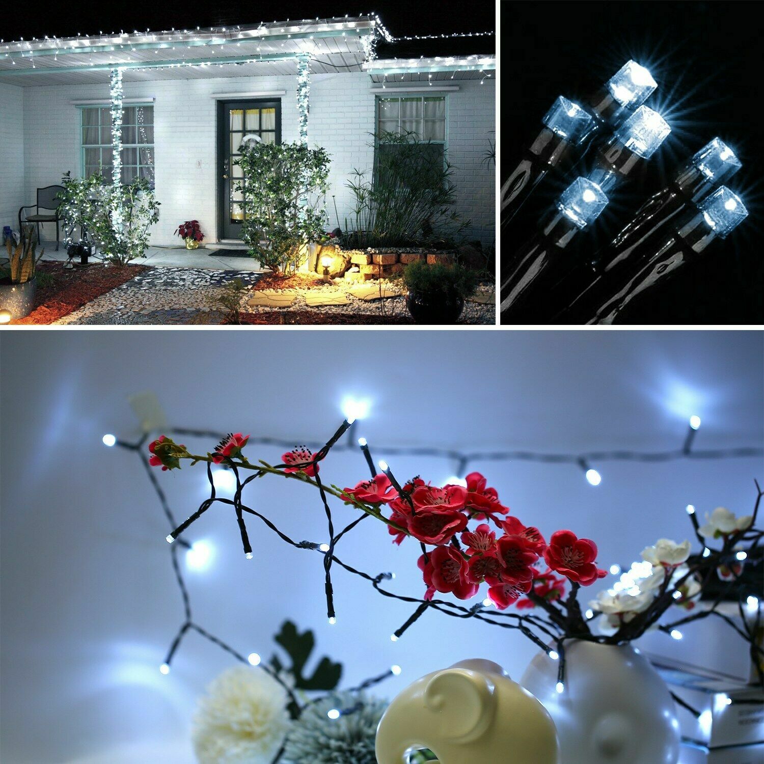 50 LED String Light Garden Path Yard Decor Lamp Outdoor Waterproof Solar Powered