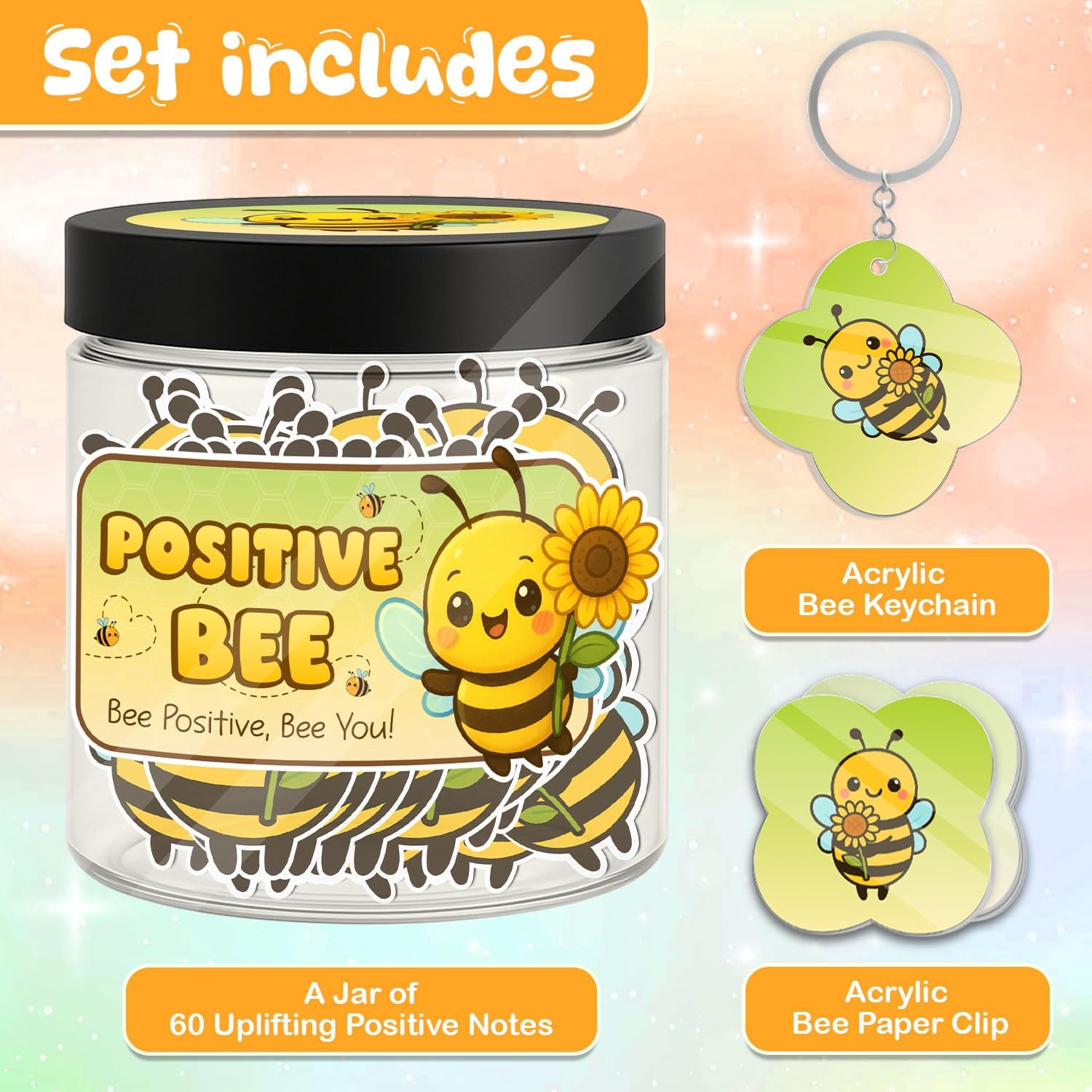 Musemory Positive Bee Jar, 60 Emotional Support Small,