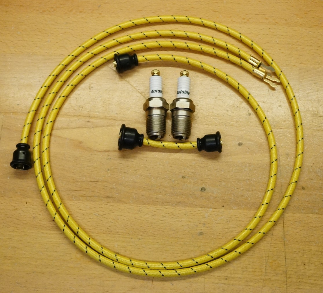 John Deere "D" Tractor Spark Plug & Cloth Copper Wire Set for Wico Magneto JD D