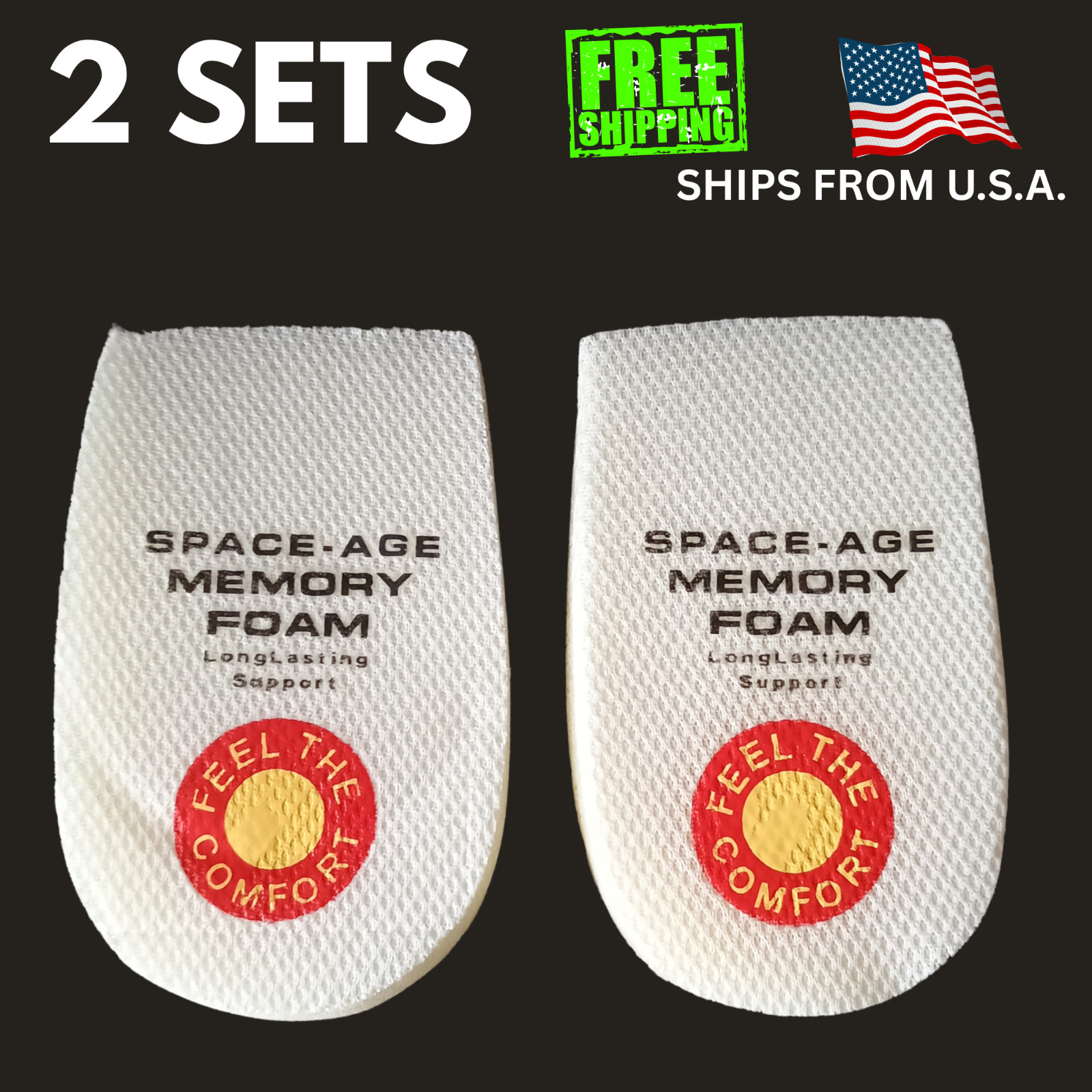2 Pairs Memory Foam Heel Cushions Shoe Pads Inserts – Women Ladies Men Unisex