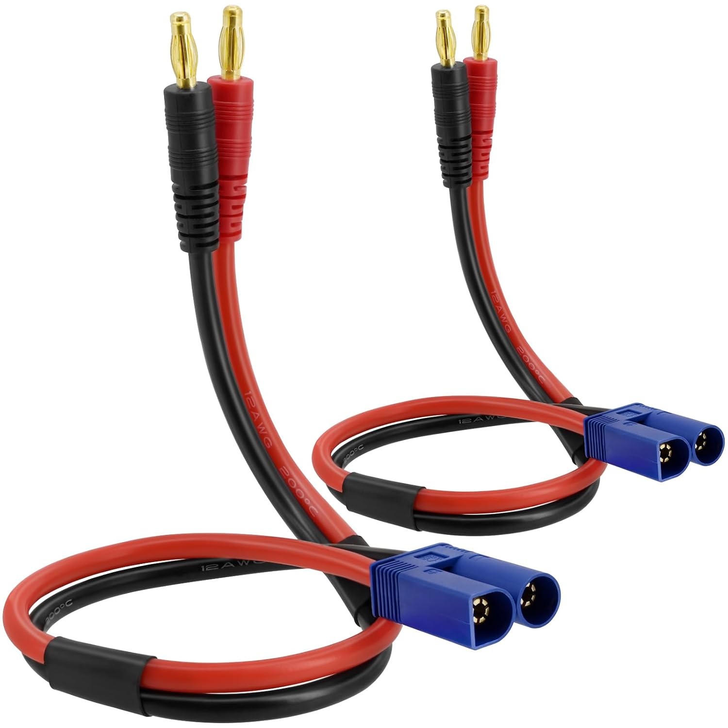2 Pack EC5 to 4mm Banana Plug Battery Charging Cord, 11.8 Inches Male...
