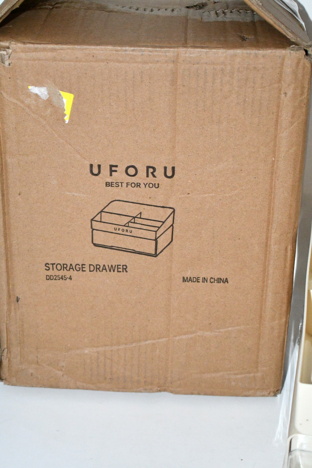 UFORU 2 Tier Desk Organizer, 6 Compartments, Stackable Storage Drawers, Cream Wh