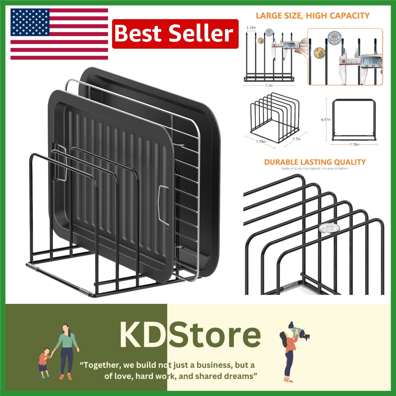 Space-Saving Kitchen Rack - 5 Slot Cookware Organizer for Ultimate Tidiness