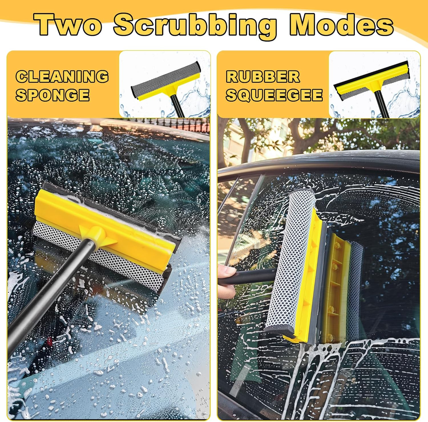 Window Squeegee with Extension Pole, 54.5 inches Car Windshield Washer Kit with