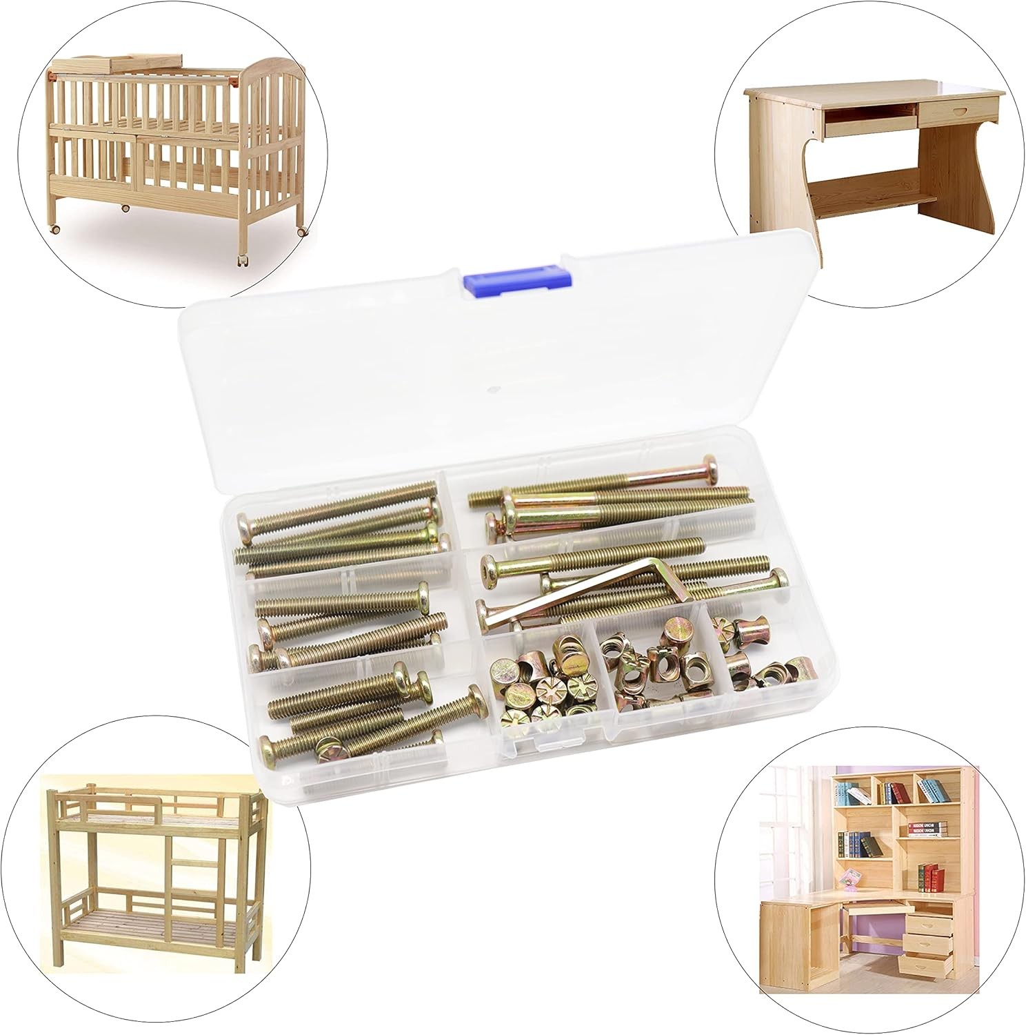 Simmons Crib Parts Hardware Replacement Kit, M6, M6 35/45/55/65/75mm 50pcs