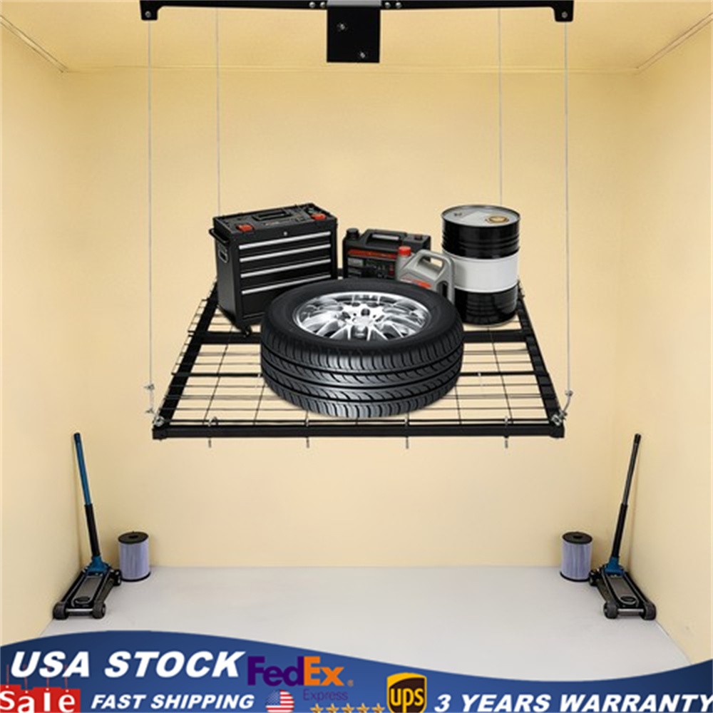 Metal Lifting Overhead Garage Lifting Storage Rack Ceiling Mount Heavy-Duty Rack