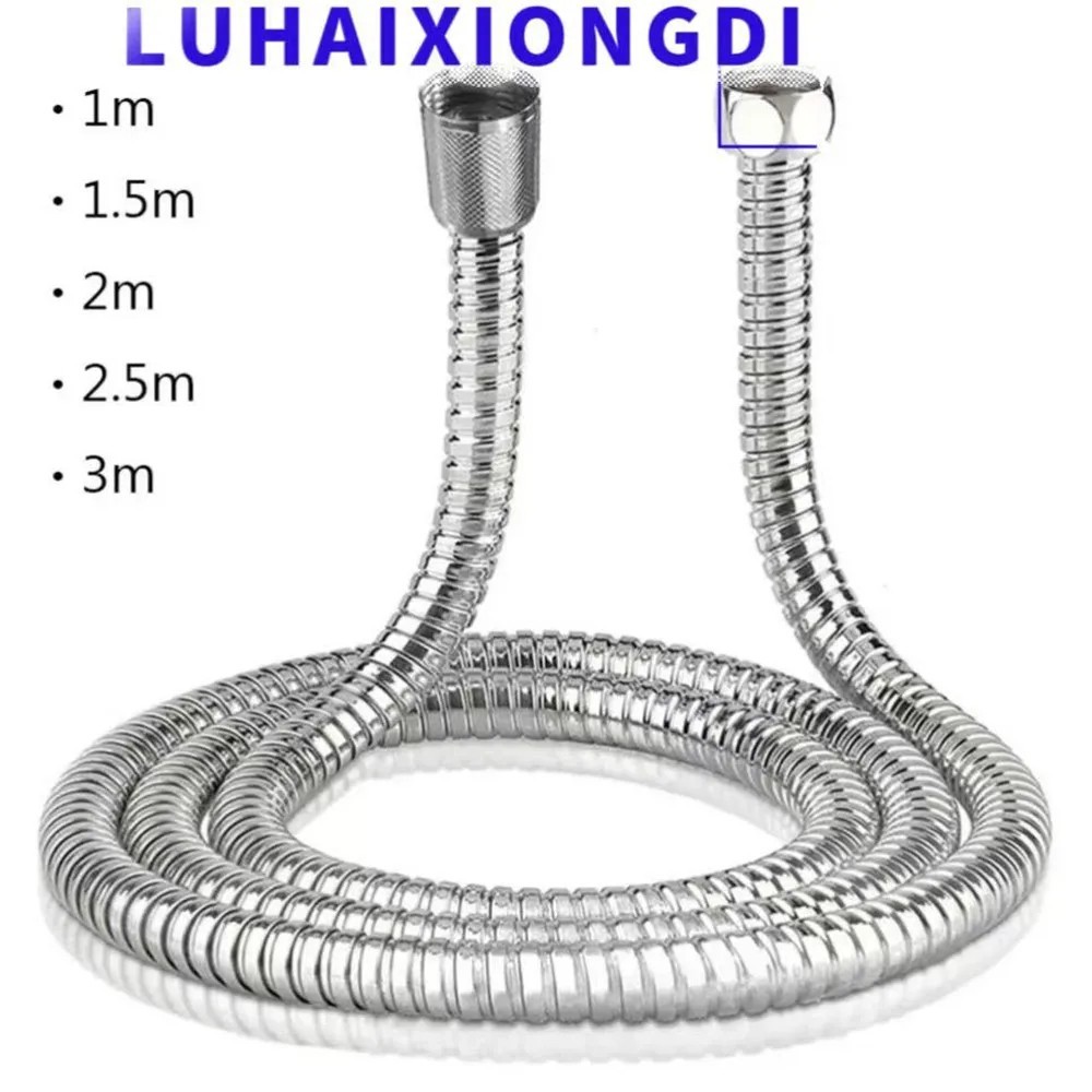 2M Shower Head Hose Handheld Extra Long Stainless Steel Bathroom Flexible Tube
