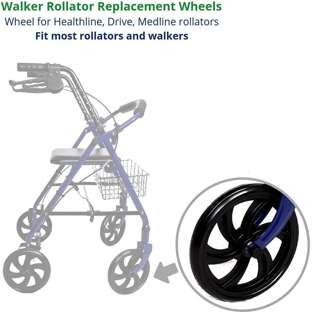 Walker Rollator Replacement 7.5" Wheels Black (1pis) (FRONT FRONT (1),