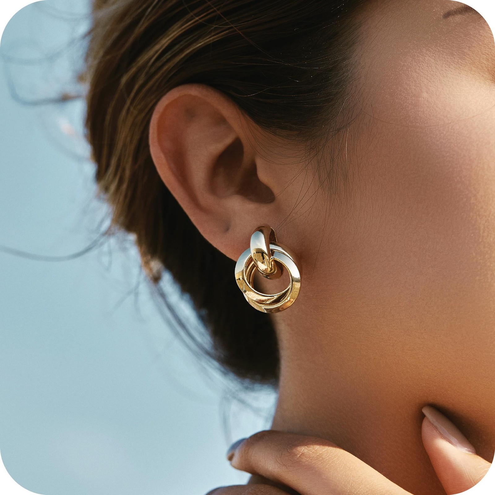 Chunky Statement Earrings for Women Knot Link Circle Geometric Drop Dangle Ea...