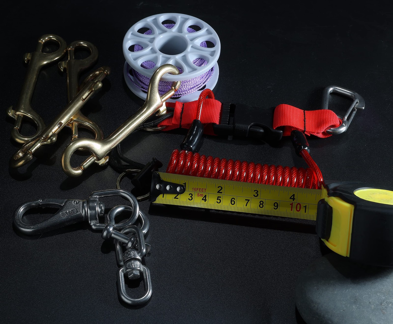 Scuba Diving Lanyard,Spring Coiled Lanyard,Double End Snap Hook Clip Diving H...