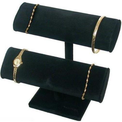 Black Double T-Bar Bracelet Chain & Watch Large Display
