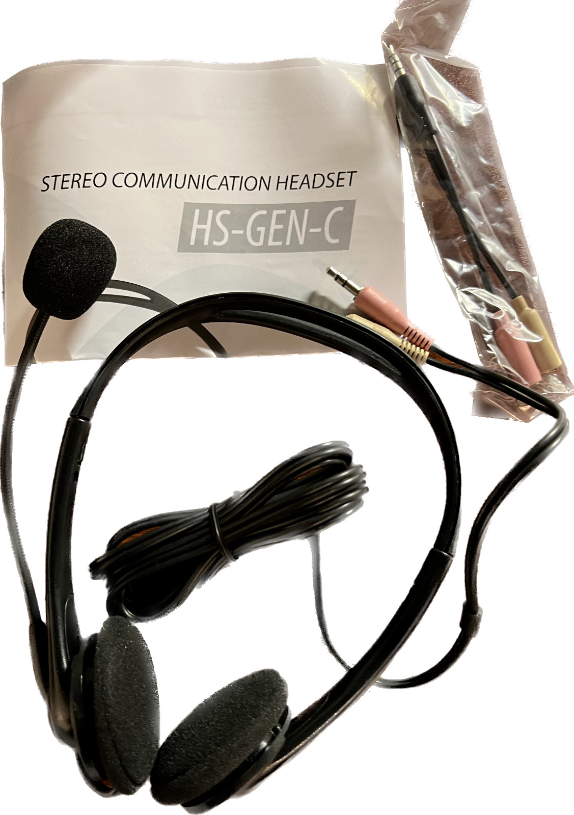 HS-GEN-C Stereo Communication Wired Headset with Microphone Nuance Dragon Cord