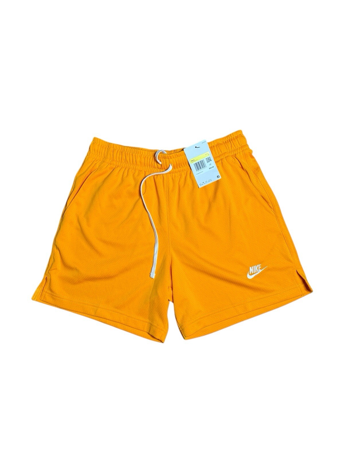 Nike Yellow Orange Club Mesh Flow Above Knee Athletic Shorts DX0735-717 Mens S