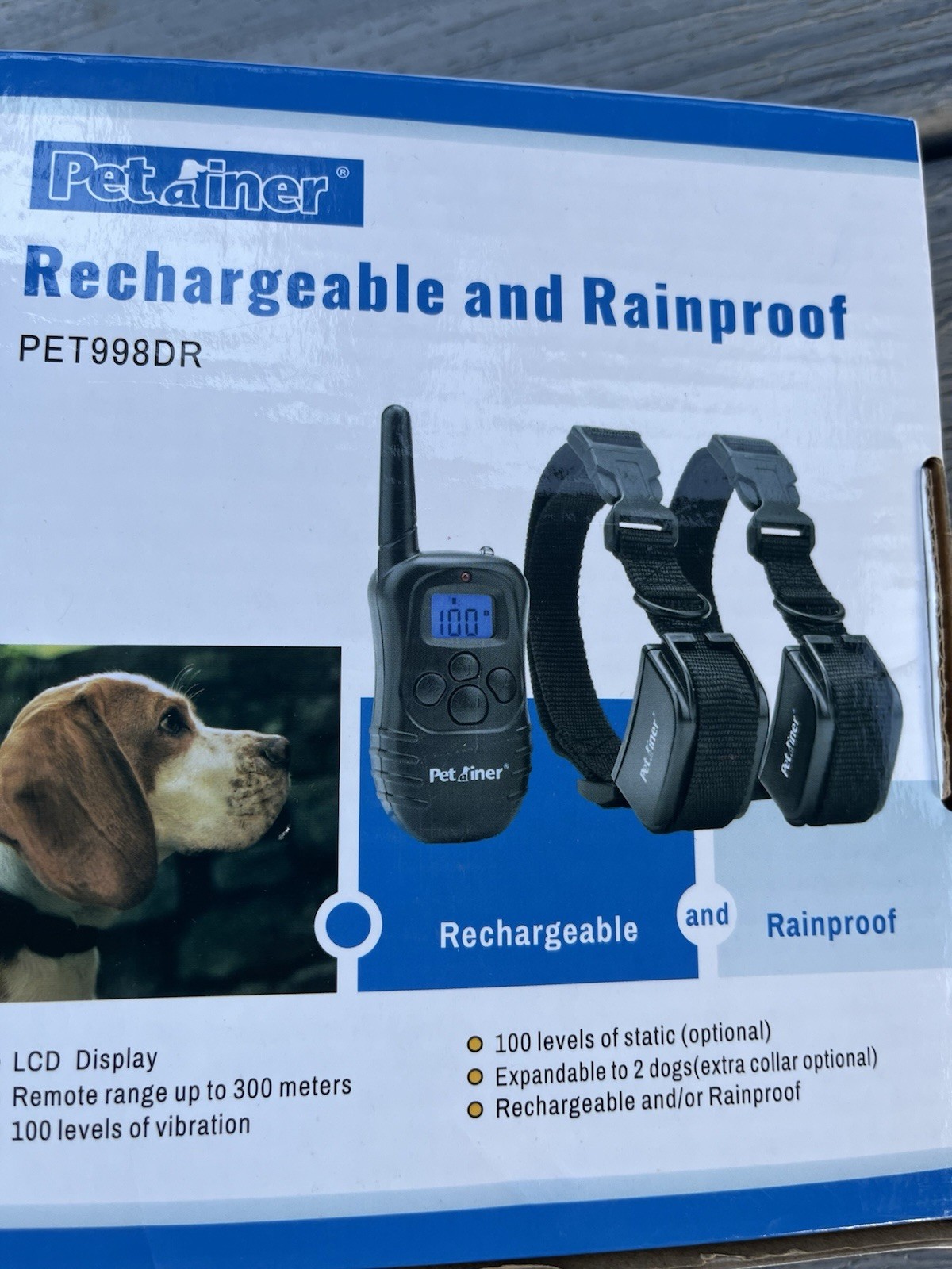 Petaine Pet998DR Techarchable Waterproof Dog Training CollarSystem With Remote