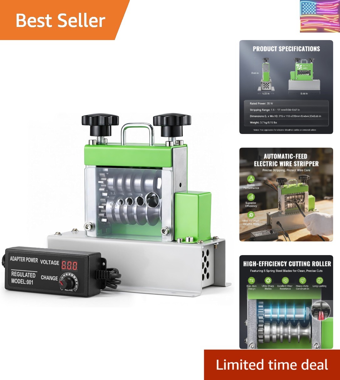 Electric Wire Stripping Machine, 0.06''-0.67'' Automatic Wire Stripper Machin...