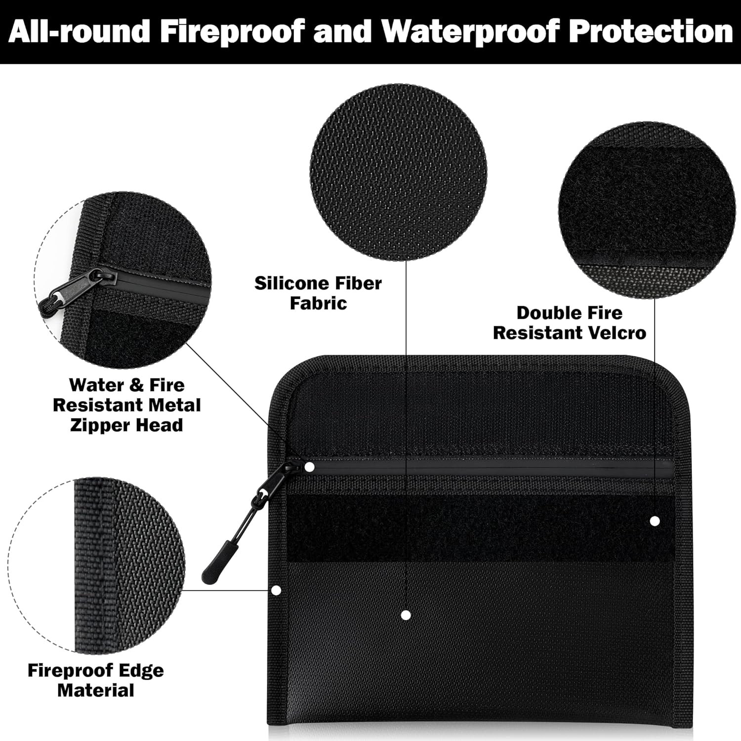 Fireproof and Waterproof Document Bag - 5200°F Resistant Money Storage Solution