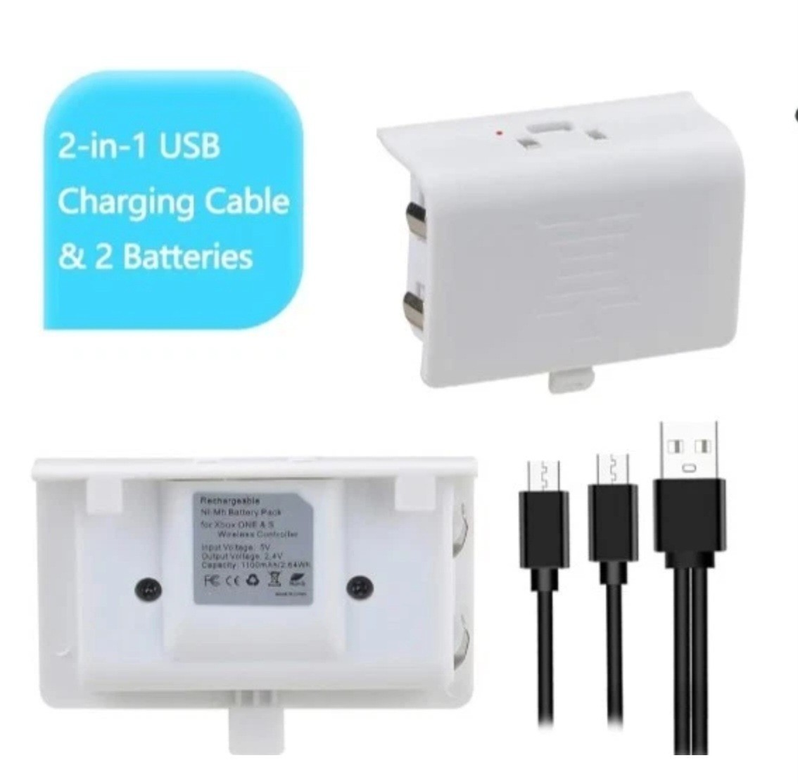 Tectra Battery Pack Only for Xbox One, 2-Pack 1100mAH Controller Battery B12....