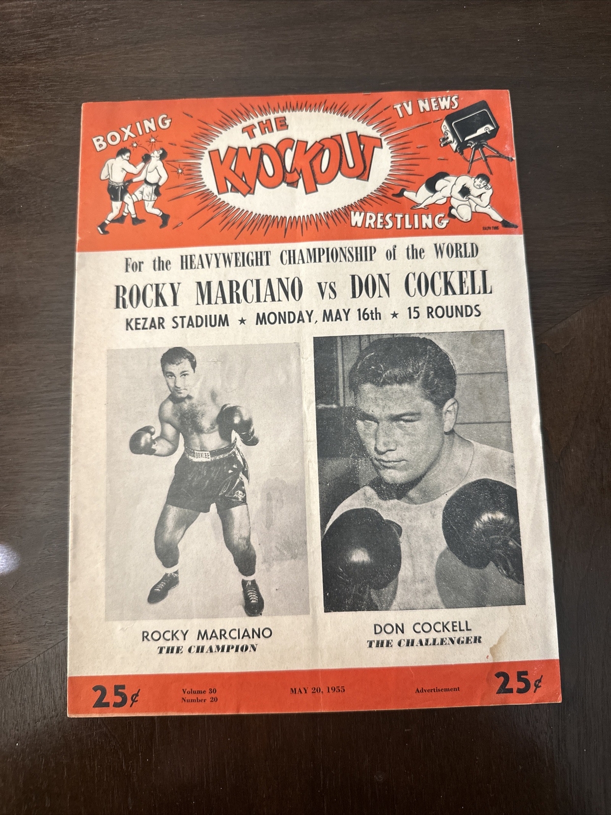 1955 Boxing Program Rocky Marciano vs Don Cocker