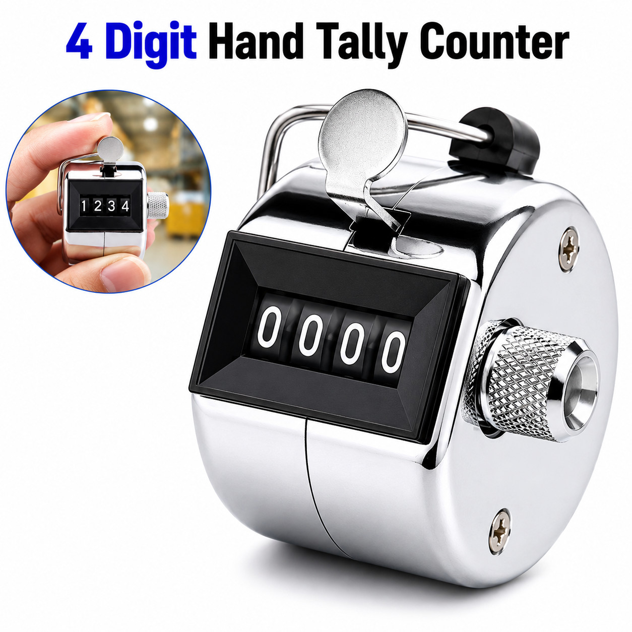 4 Digit Metal Hand Tally Counter Clicker Mechanical Number Count Pitch Counter 1