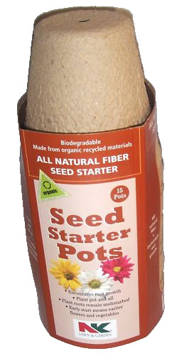 SEED STARTER POTS ~ 15 ct. Organic ~ 3" Dia. ~All-Natural Fiber/Biodegradable