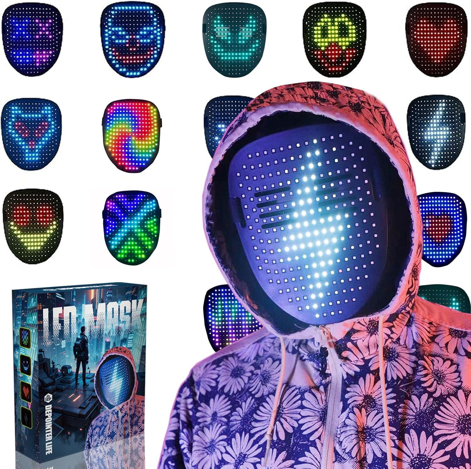LED Mask Light up Masks with Gesture Sensing,Teen Boys Gifts Perfect Gifts for H