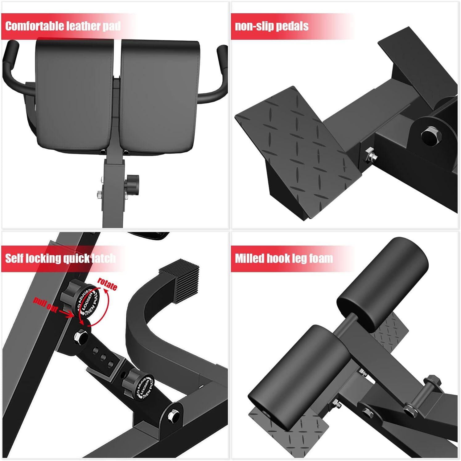 Roman Chair Back Extension Machine - Lower Back Hyperextension Bench -Adjustable