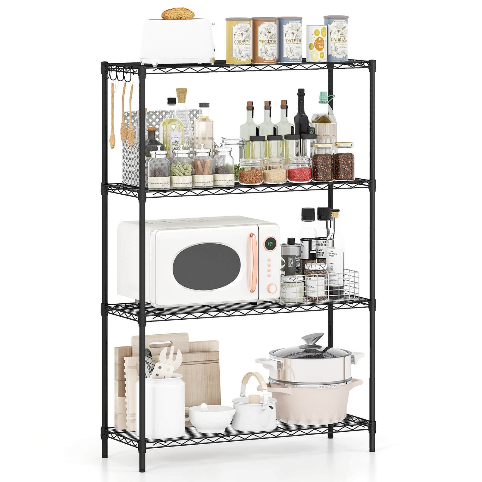 4-Tier Metal Storage Shelving Unit, 1000 LBS Storage Organizer w/V-Shaped Rack