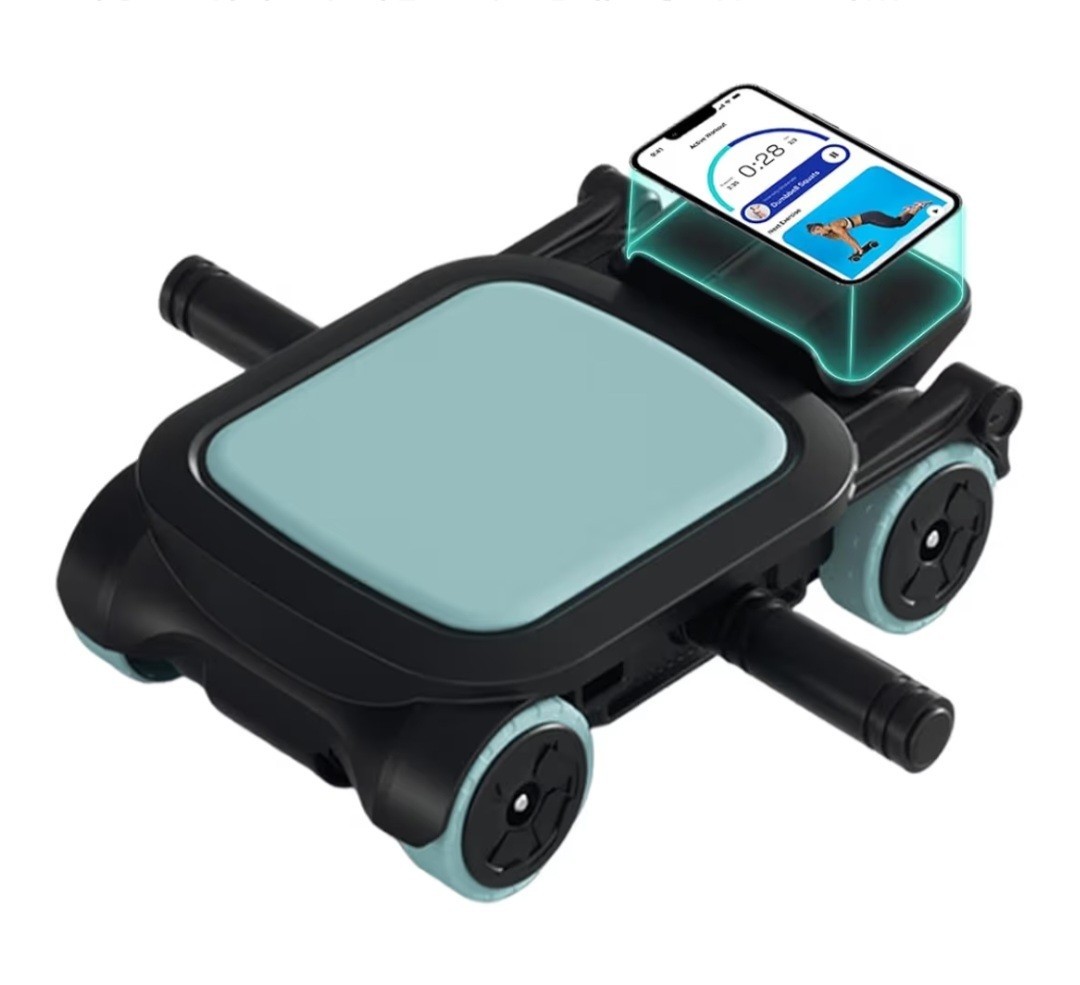 Roller with 4 Wheels: Automatic Rebound Abdominal Wheel for Core Workout,...