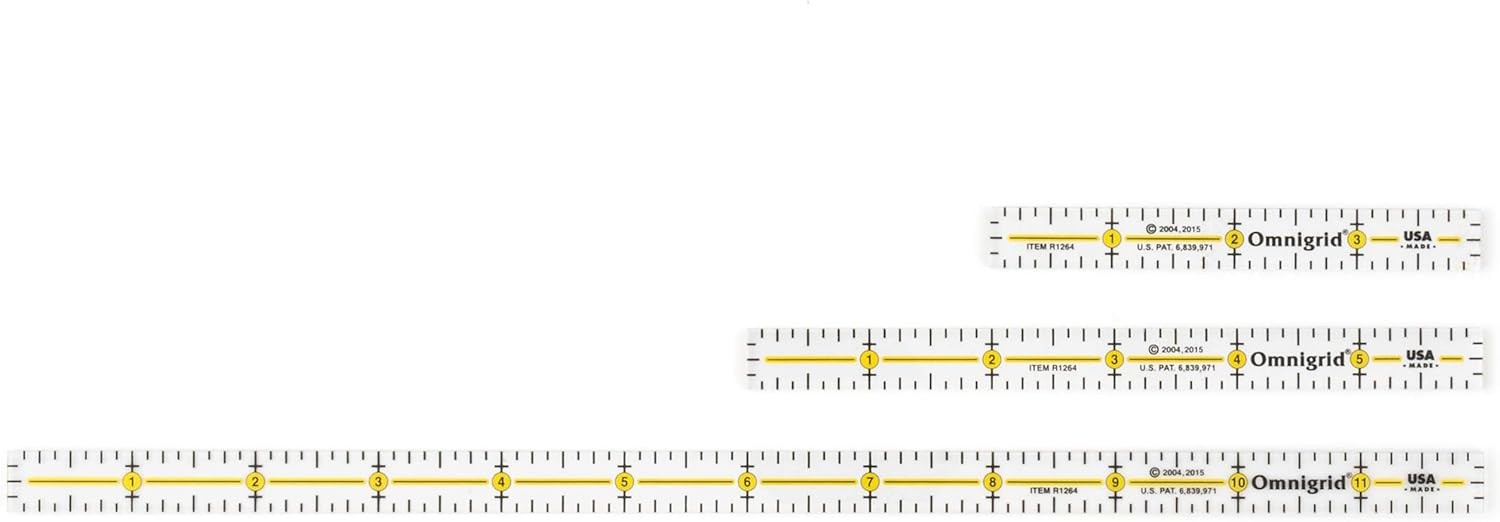 Omnigrid 4-6-12-Inch Marking Ruler Trio, 12.75 x 3 x 0.13, R1264S Clear
