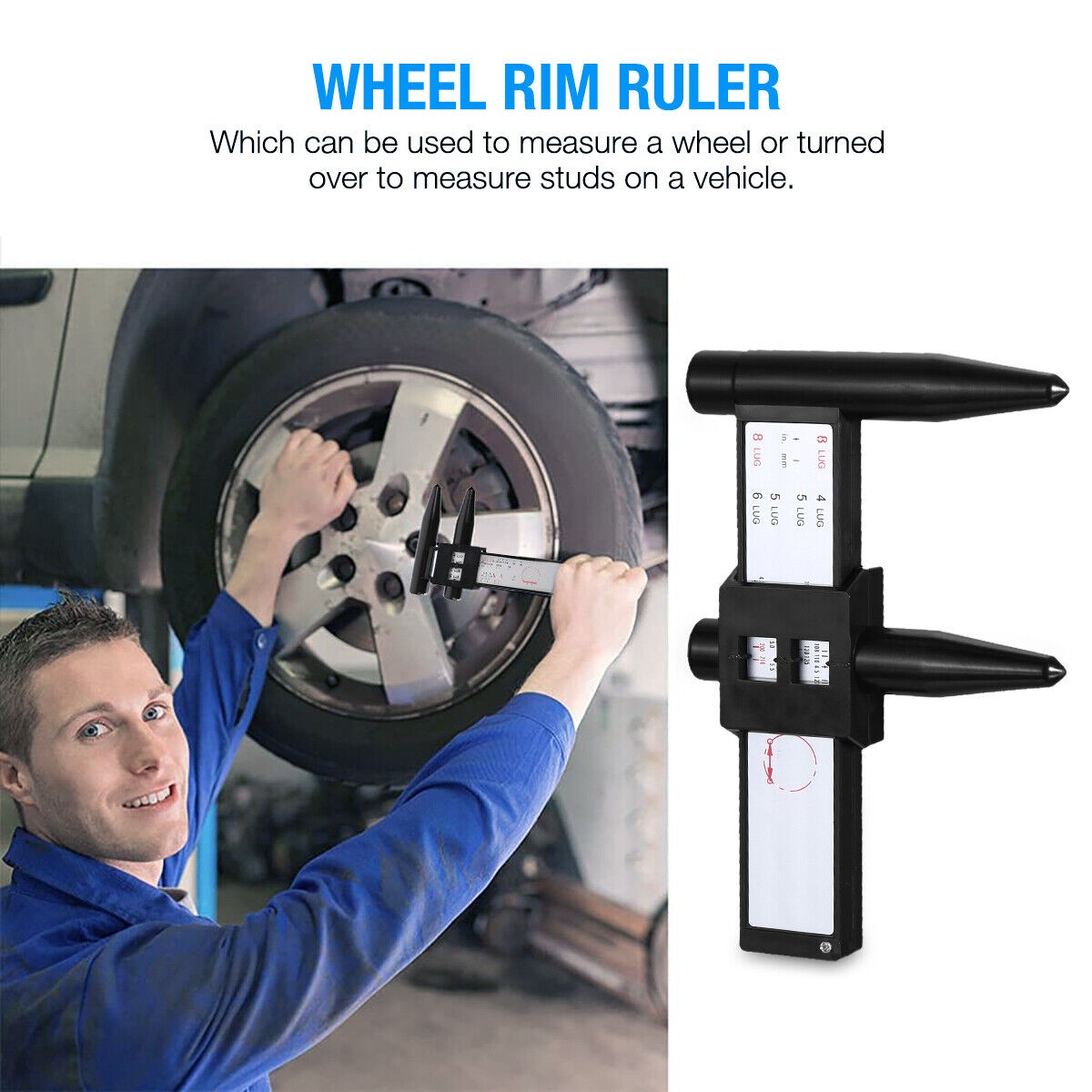 Precise Tire Bolts Wheel Rims Ruler Pattern Gauge PCD Measuring Tool 4,5,6,8 Lug