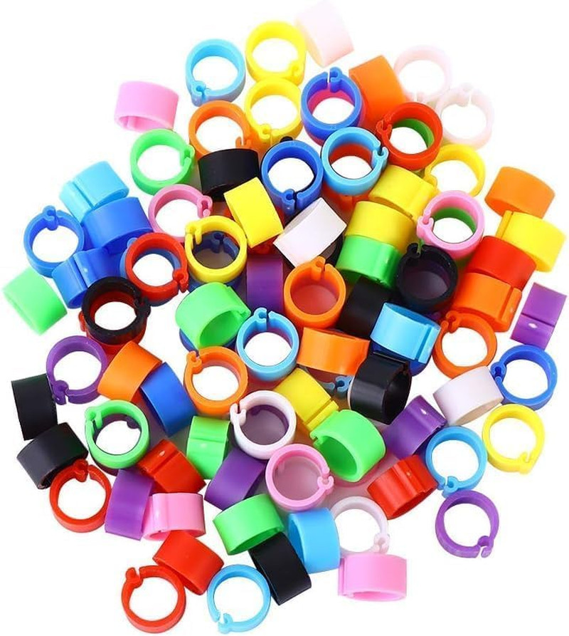 100Pcs 10-Color Poultry Leg Bands - 8Mm Adjustable Clip-On Bird ID Rings for Chi