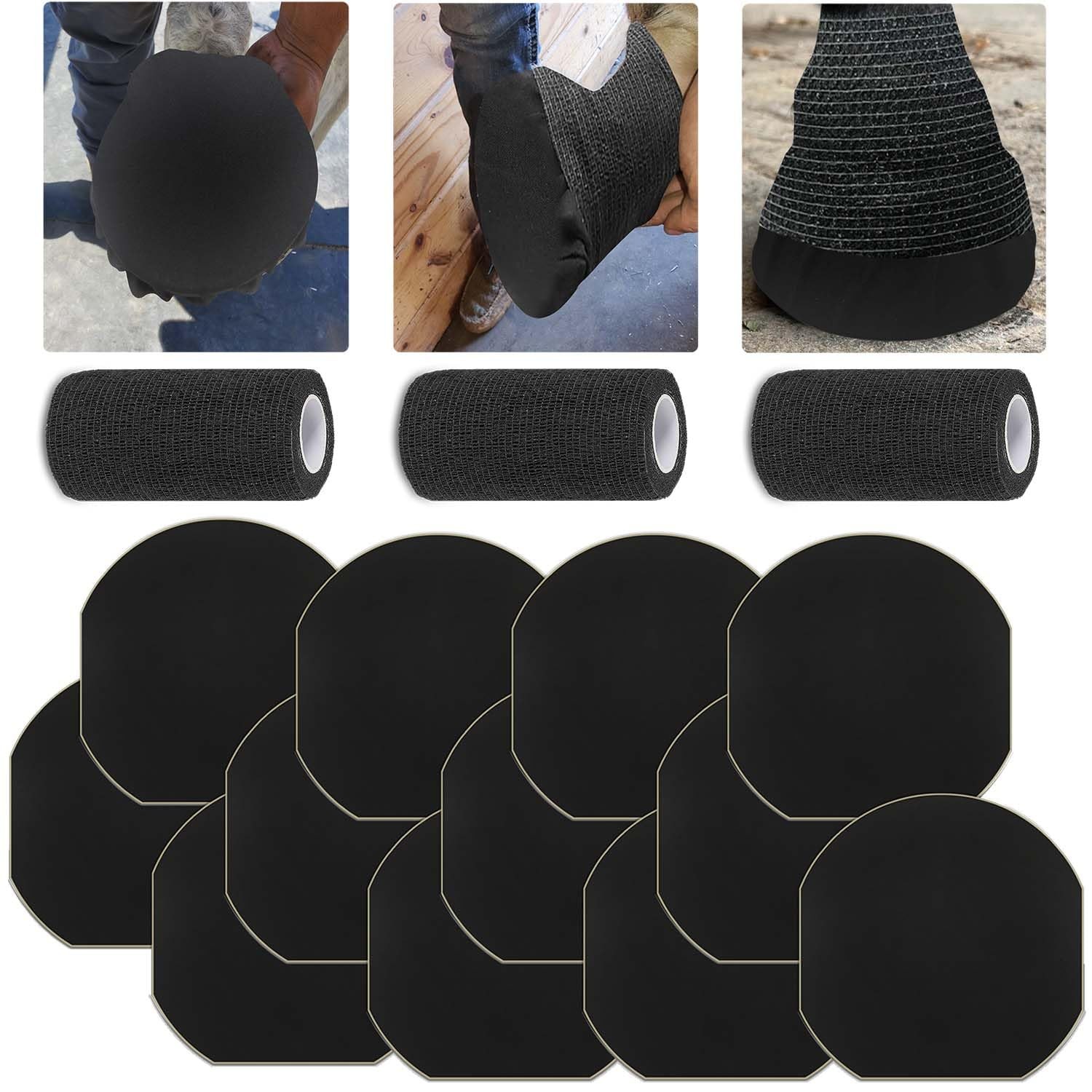 15 Pack Horse Hoof Tape with 3 Rolls of Vet Wrap, Breathable Cushion Hoof Pac...