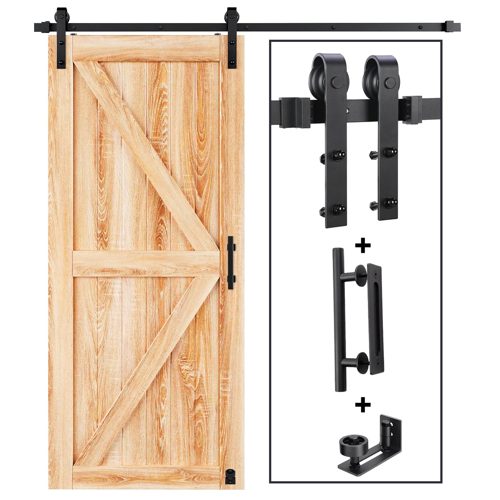 EaseLife 6.7 FT Sliding Barn Door Hardware Kit FT-Single Kit, Black