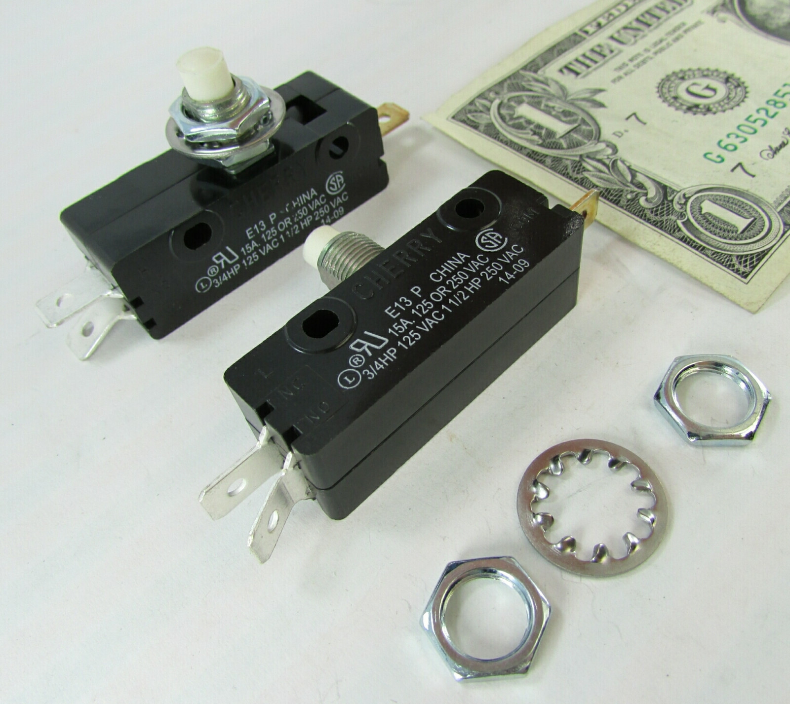 Lot 2 Cherry E13 15A Normally Open/Closed Pushbutton Switch 125/250 VAC E13-65L0